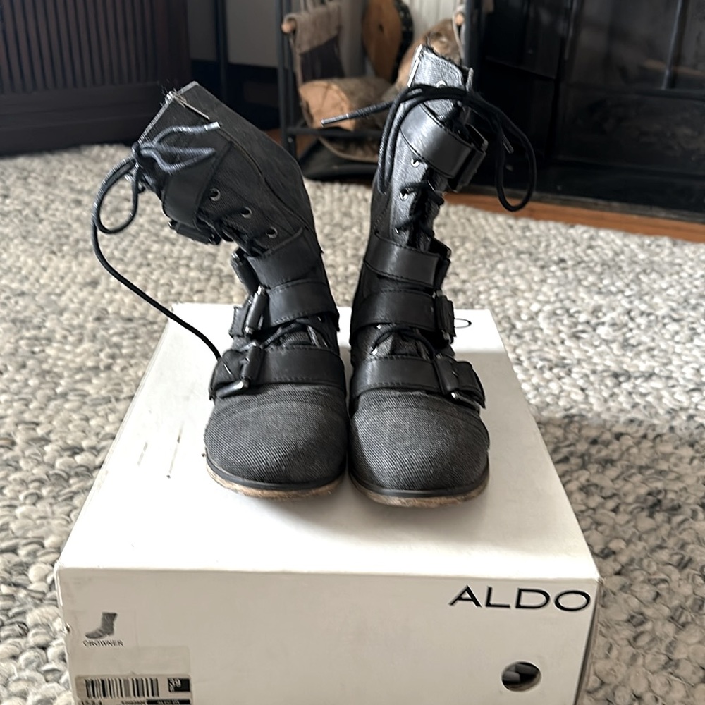 ALDO grey denim boots, size 39/8.  Worn 1x, so like new. - Picture 8 of 8